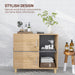 Freestanding Bathroom Cabinet with Open Shelves and Double Doors by HOMCOM