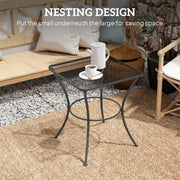 Black 60cm Square Garden Bistro Table with Metal Mesh Top by Outsunny