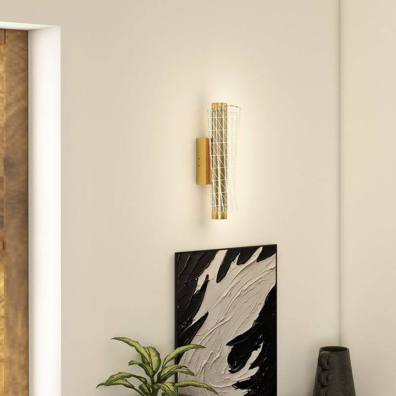 Gold LED Wall Lights 2 Pack With Adjustable Colour Temperature For Bedroom Or Hallway