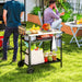 Black BBQ Trolley with Stainless Steel Top Adjustable Shelf and Storage by Outsunny