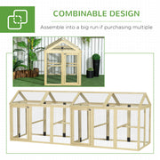 Large Wooden Chicken Coop With Expandable Run For Outdoor Poultry Care, Natural Wood
