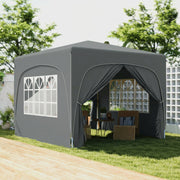 3x3m Pop Up Garden Gazebo with UPF50+ Sun Protection and Easy Setup for Outdoor Gatherings, Dark Grey Outsunny
