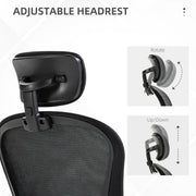 Black Ergonomic Office Chair With Mesh Back Lumbar Support And Adjustable Headrest