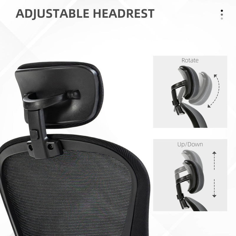 Black Ergonomic Office Chair With Mesh Back Lumbar Support And Adjustable Headrest