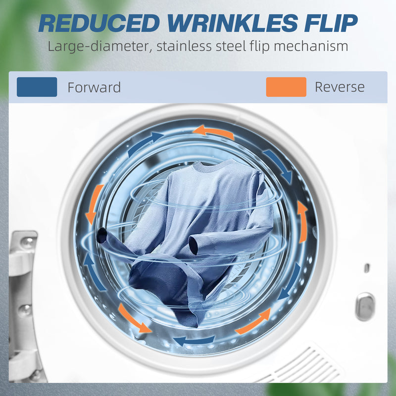 Portable 4kg Vented Tumble Dryer with Smart Sensor Timer and 5 Modes for Small Spaces White
