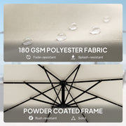 Garden Cantilever Parasol with Solar LED Lights for Evening Patio Shade Cream White Outsunny