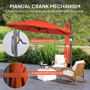Orange 5 Position Overhanging Garden Parasol for Outdoor Shade by Outsunny