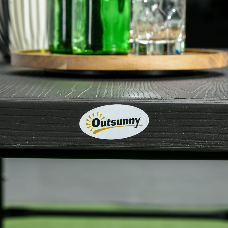 Folding Picnic Table and Bench Set for 4 with Steel Frame and Plastic Top Dark Grey by Outsunny