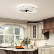Ceiling Fan With Light and Remote for Quiet Cooling and Lighting Control White AOSOM