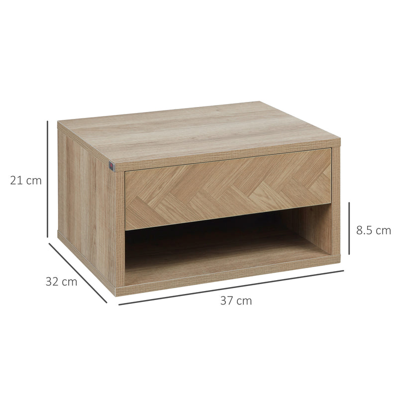 Wall Mounted Bedside Tables with Drawer and Shelf Ideal for Bedrooms Set of 2 Natural