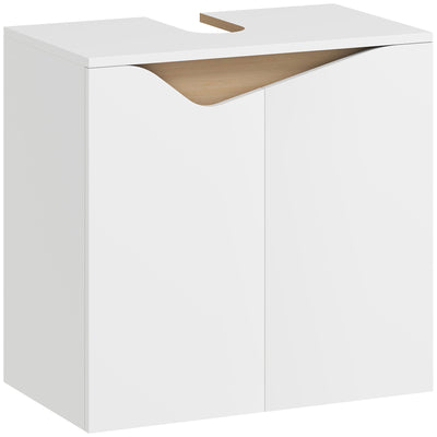 White Under Sink Bathroom Cabinet With Soft Close Doors Ideal For Pedestal Free Basins