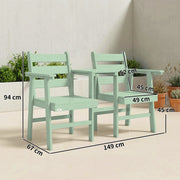 Garden Bench for Two with Built In Table Comfortable Wooden Seat for Patio or Balcony Green Outsunny