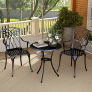 3 Piece Cast Aluminium Garden Dining Set for 2 With Parasol Hole Bronze Tone by Outsunny
