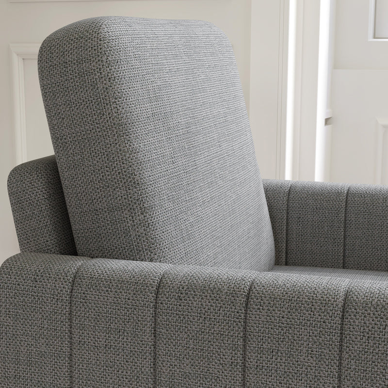 Light Grey Modern Boxy Armchair with Linen Look Upholstery by HOMCOM