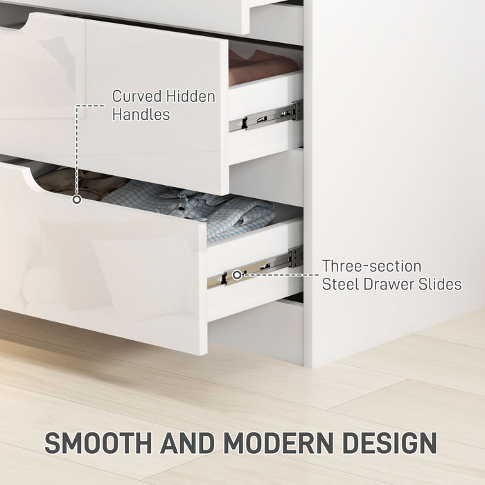 White Chest of 4 Drawers with High Gloss Front for Bedroom or Living Room by HOMCOM