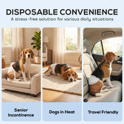 Disposable Dog Nappies for Medium Dogs to Protect Floors and Furniture White Pack of 48 Pawhut