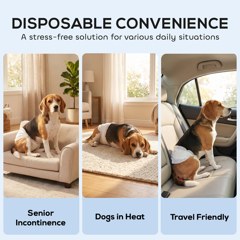 Disposable Dog Nappies for Medium Dogs to Protect Floors and Furniture White Pack of 48 Pawhut
