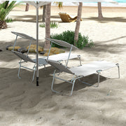 Set of 2 Foldable Sun Loungers with Adjustable Backrest and Sun Shade for Garden or Beach