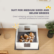Whelping Box for Medium Dogs with Pad Adjustable Entrance and Non-slip Feet 100 x 96cm by PawHut