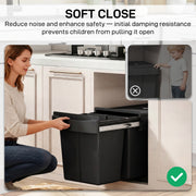 Kitchen Cupboard Pull Out Bin with Dual Compartments for Easy Waste and Recycling Black Homcom