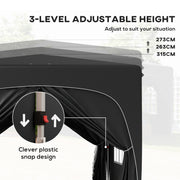 Black 3 x 3m Pop Up Gazebo Shelter with Accessories for Outdoor Events by Outsunny