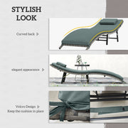 Rattan Folding Sun Lounger with Cushion and Pillow Mixed Grey by Outsunny