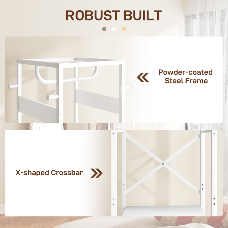 White Multi Storage Clothes Rail With Shelves And Hanging Space
