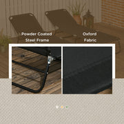 Set of 2 Black Folding Sun Loungers with Metal Frame Ideal for Garden or Patio Use