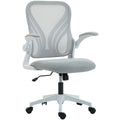 Ergonomic Mesh Office Chair with Foldable Backrest for Home or Office Use Light Grey AOSOM