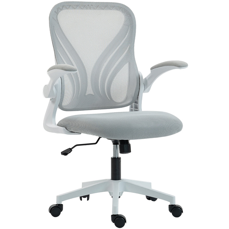 Ergonomic Mesh Office Chair with Foldable Backrest for Home or Office Use Light Grey AOSOM
