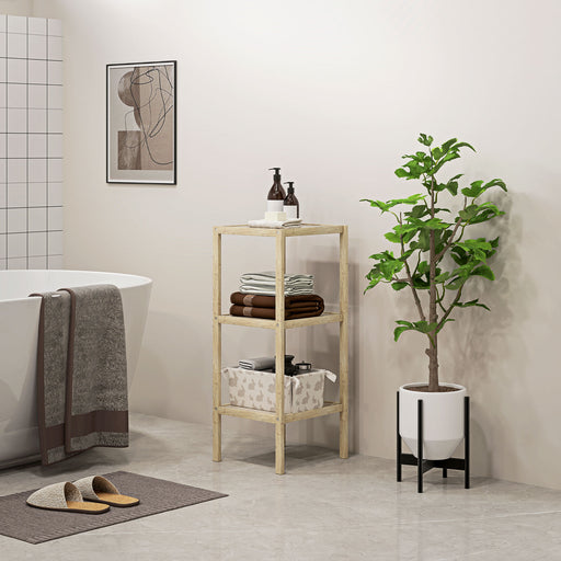 Three Tier Bamboo Bathroom Storage Shelf Natural Finish by HOMCOM