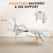 3 Section Foldable Massage Table with Adjustable Backrest for Spa and Beauty Treatment White
