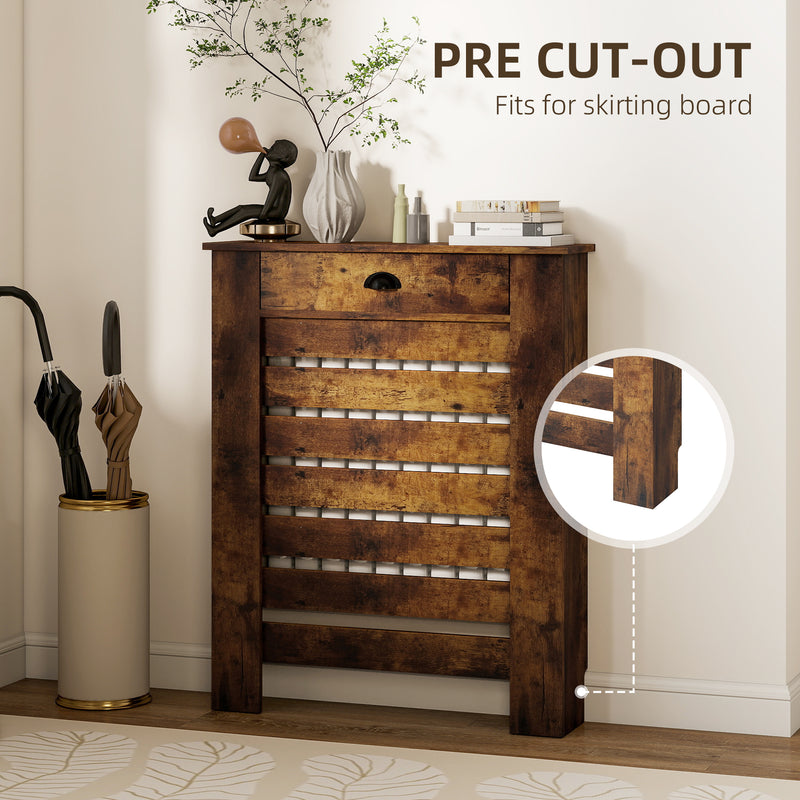 Radiator Cover with Storage Drawer for Safe Heating and Hallway Organisation Rustic Brown Homcom