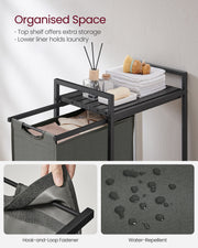 47L Pull Out Laundry Basket in Slate and Charcoal Grey with Smooth Sliding Rail by Vasagle