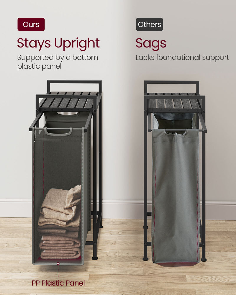 47L Pull Out Laundry Basket in Slate and Charcoal Grey with Smooth Sliding Rail by Vasagle