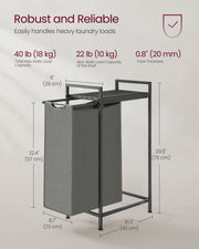 47L Pull Out Laundry Basket in Slate and Charcoal Grey with Smooth Sliding Rail by Vasagle