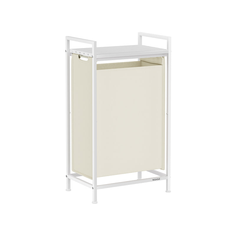 47L Pull Out Laundry Basket Cream and Cloud White Space Saving Design by Vasagle