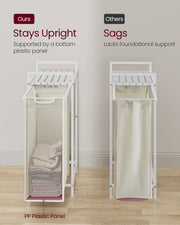 47L Pull Out Laundry Basket Cream and Cloud White Space Saving Design by Vasagle