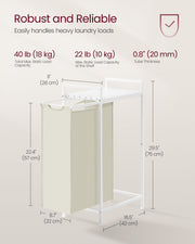 47L Pull Out Laundry Basket Cream and Cloud White Space Saving Design by Vasagle
