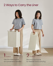 47L Pull Out Laundry Basket Cream and Cloud White Space Saving Design by Vasagle