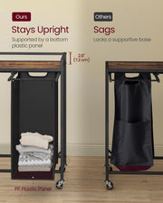 Large 110L Laundry Basket with 2 Compartments in Black and Rustic Brown by Vasagle