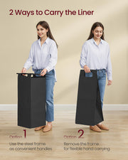 Large 110L Laundry Basket with 2 Compartments in Black and Rustic Brown by Vasagle