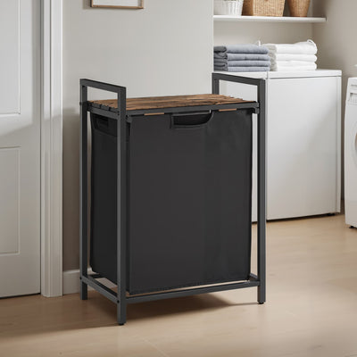 Laundry Basket with Pull Out Liner and Storage Shelf for Bedroom or Bathroom by Songmics