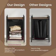 Laundry Basket with Pull Out Liner and Storage Shelf for Bedroom or Bathroom by Songmics