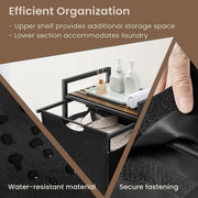 Laundry Basket with Pull Out Liner and Storage Shelf for Bedroom or Bathroom by Songmics