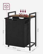 Laundry Basket with Pull Out Liner and Storage Shelf for Bedroom or Bathroom by Songmics