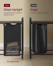 Double Laundry Sorter in Black Grey and Rustic Brown with Handles by Vasagle