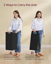 Double Laundry Sorter in Black Grey and Rustic Brown with Handles by Vasagle