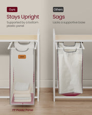 100L Laundry Hamper with 3 Compartments in Beige Grey and White for Sorting Clothes by Vasagle