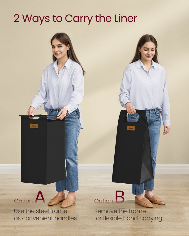 Large 150L Laundry Hamper with 4 Sorting Compartments in Brown Black and Grey by Vasagle